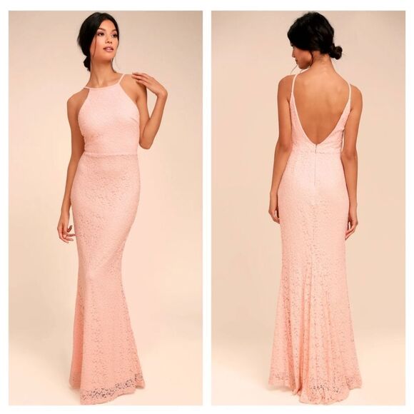 Lulus Dresses & Skirts - Lulu's Ephemeral Allure Baby Pink Lace Maxi Dress